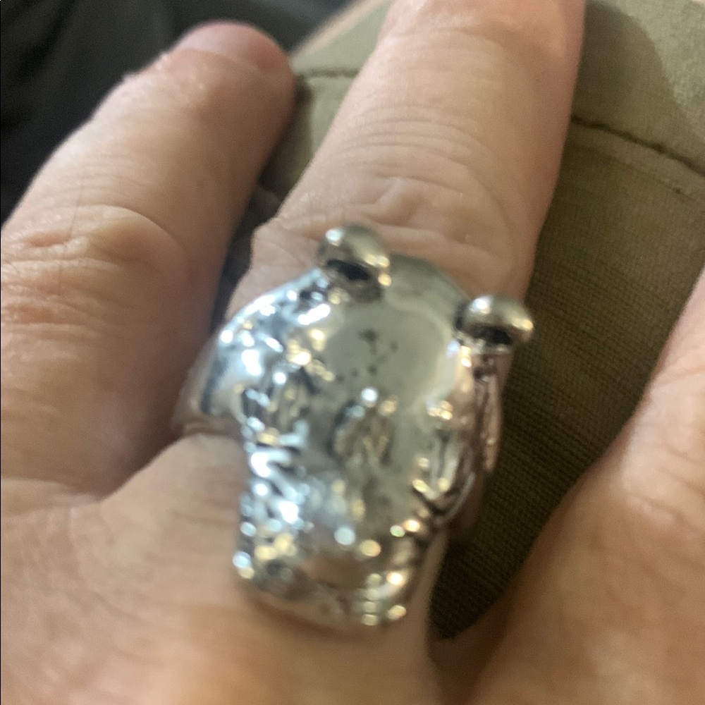Silver Rhino head ring